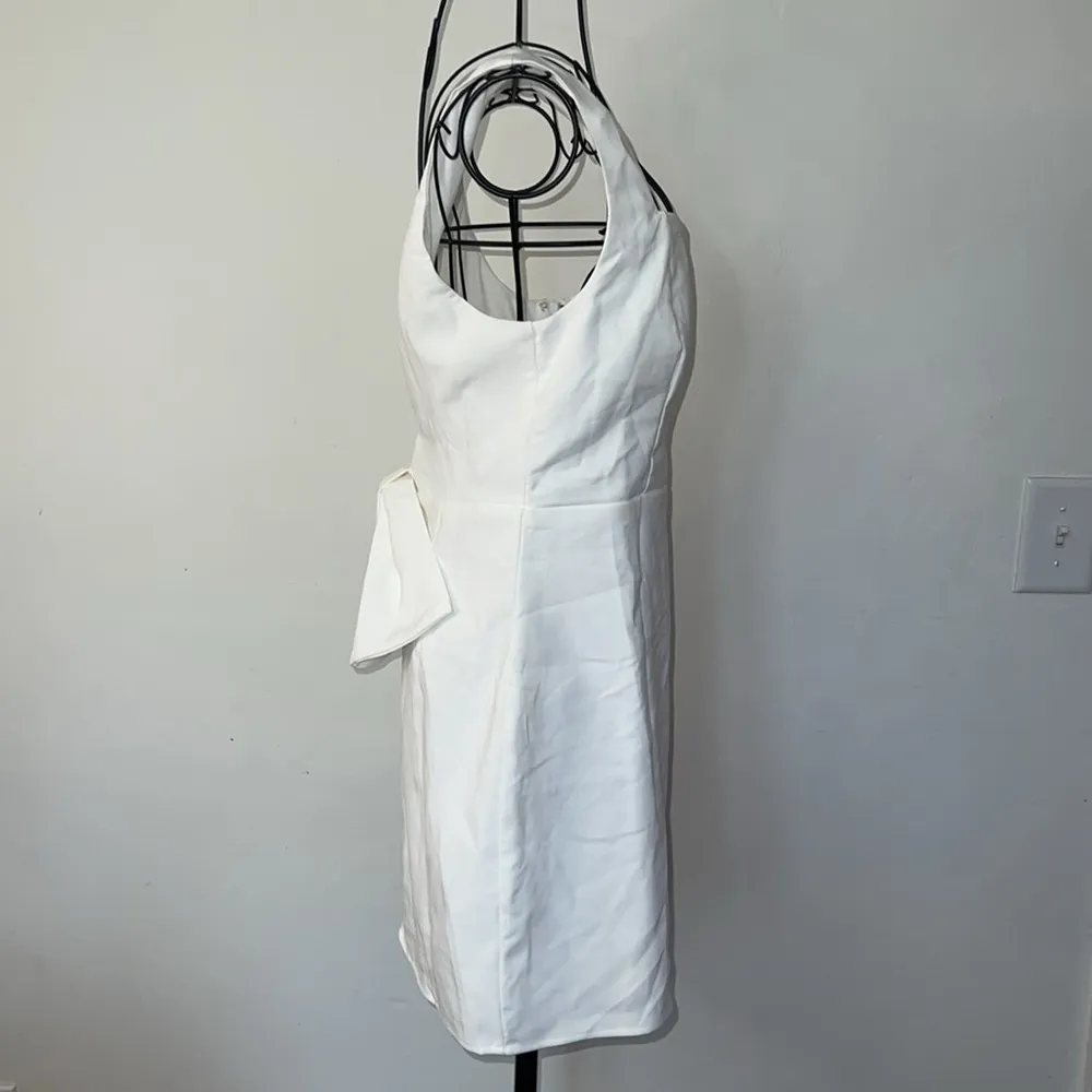 Blissfully Beaming White Sleeveless Bow Mini Dress - Image 7