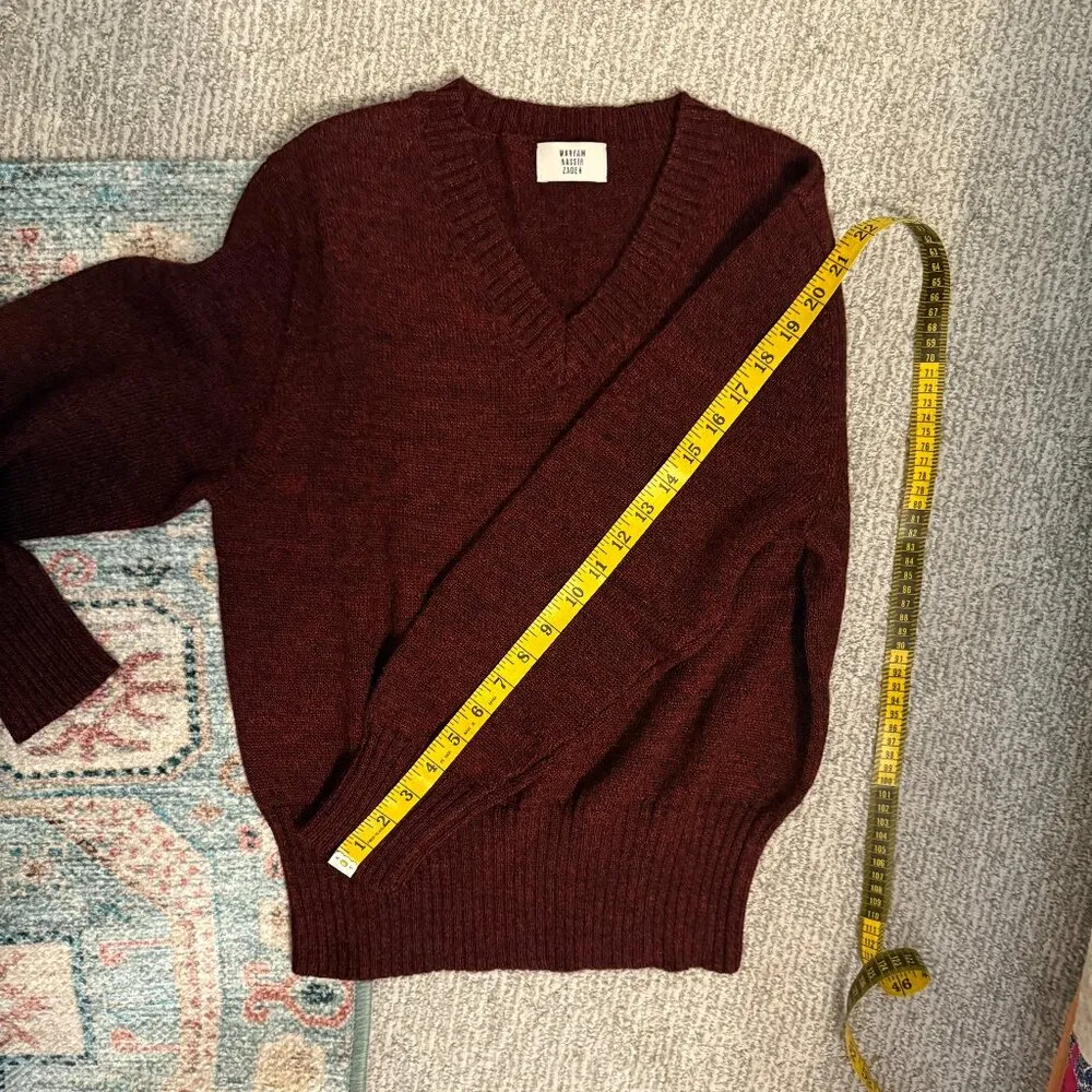 MARYAM NASSIR ZADEH Unisex Marino Wool Sweater Annora Merlot Maroon Large NWT Red - Image 9