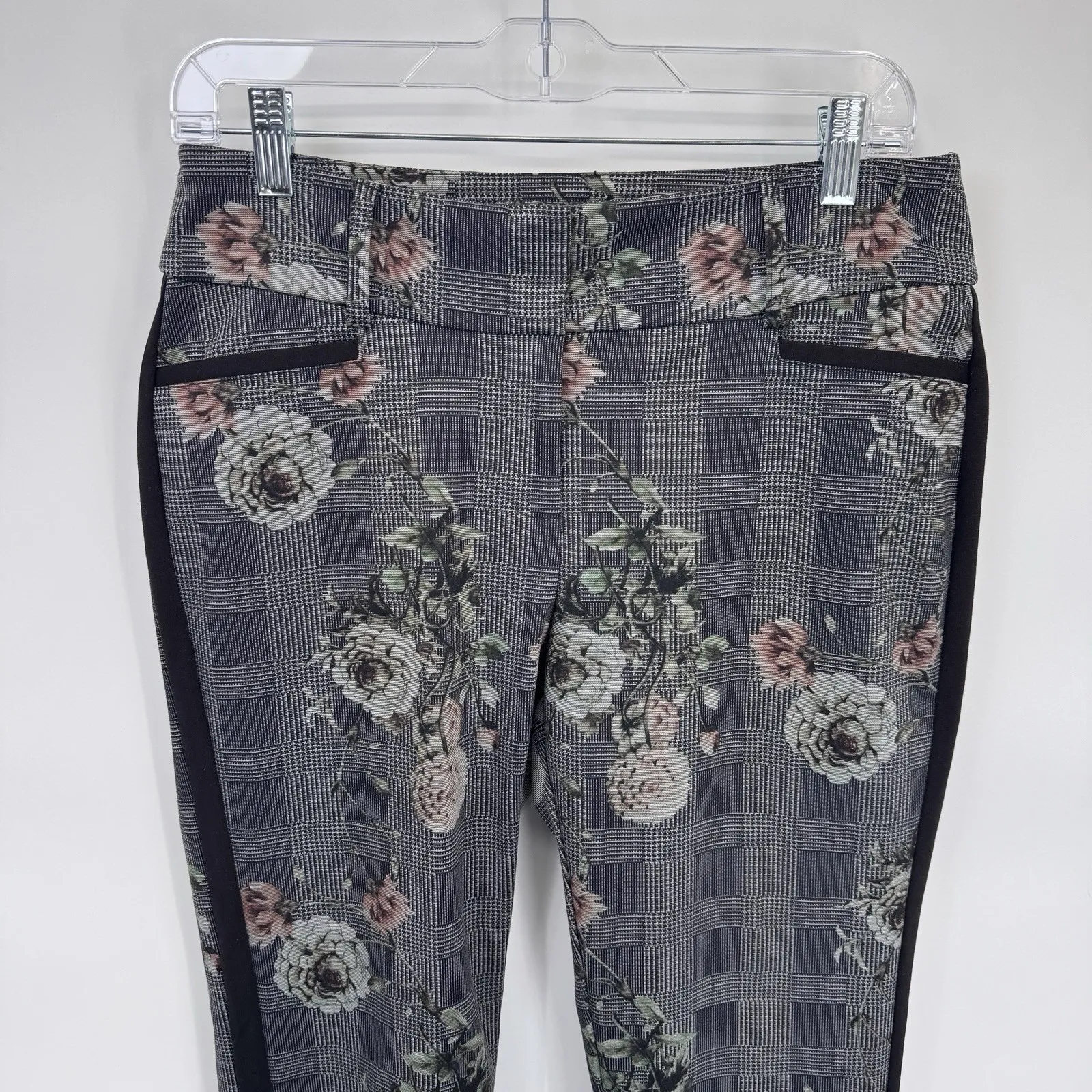 Vintage Y2K Flirtatious Grunge Whimsigoth Pants Teen 11 Black White Plaid Floral Size undefined - Image 2