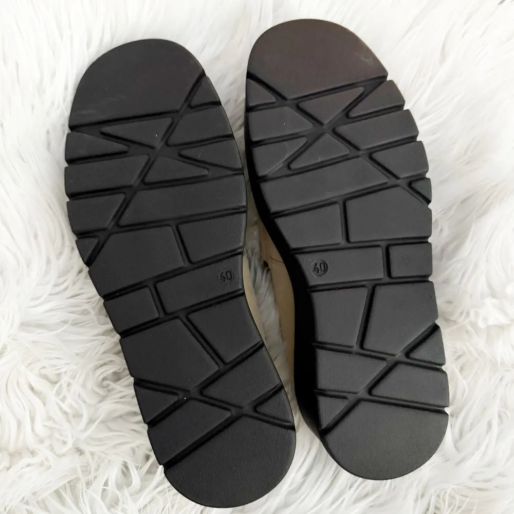 FREE PEOPLE | Nico Platform Loafer Leather Taupe Chunky Wedge | Size 40 (US 10) - Image 8