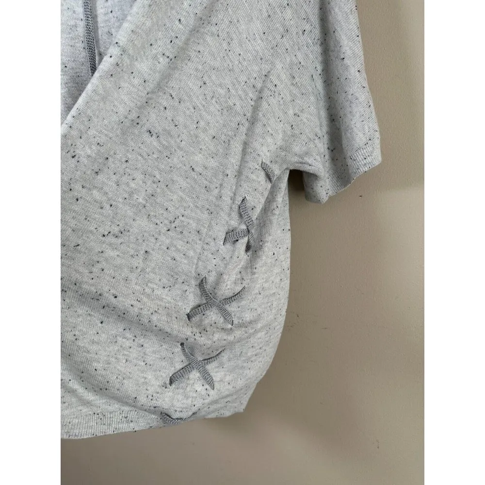 Cabi Small Womens Sweater Hooded Oversized Gray Long Dolman Short Sleeve - Image 6