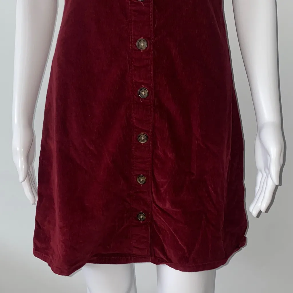 Maroon Corduroy Button-Down Dress - Image 4