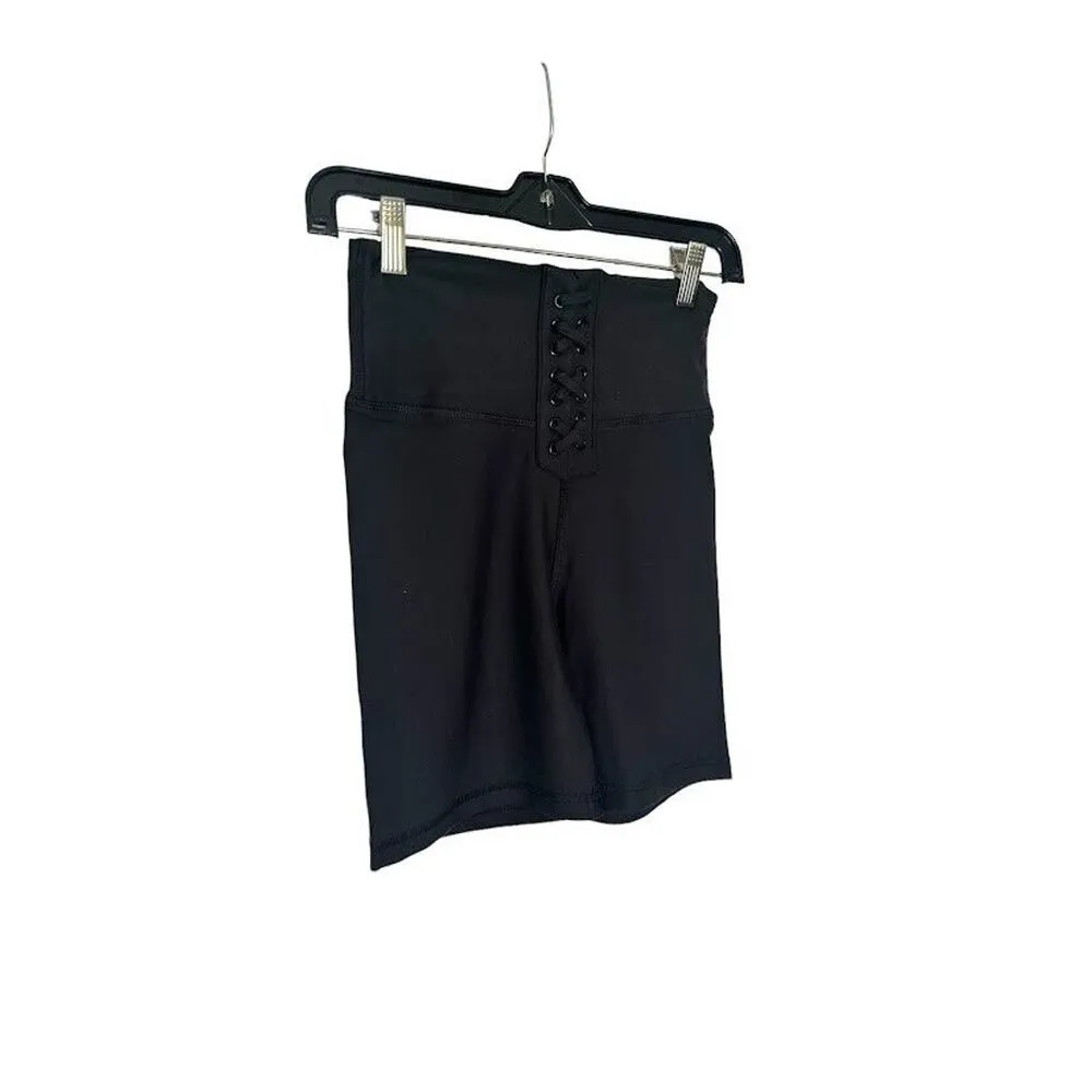WeWoreWhat Lace-Up Biker Short Black Athleisure Size Small 6" Athletic Active - Image 2