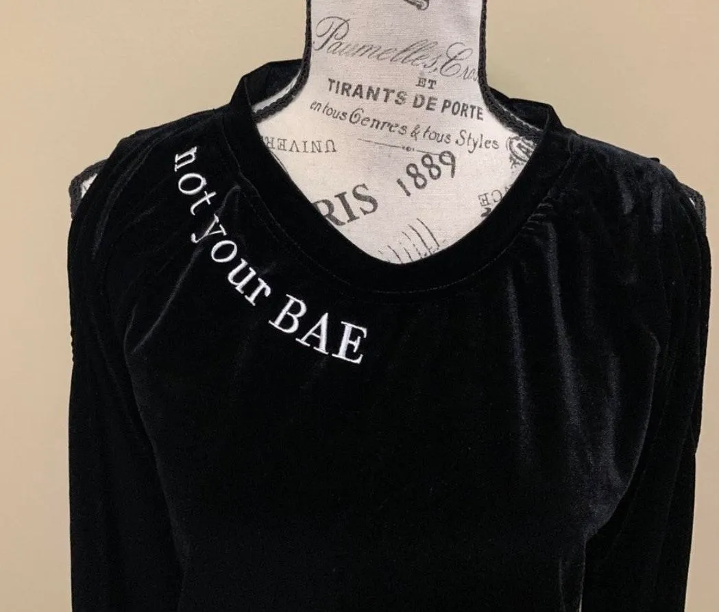 Black Velour Cold Shoulder Top - Image 6