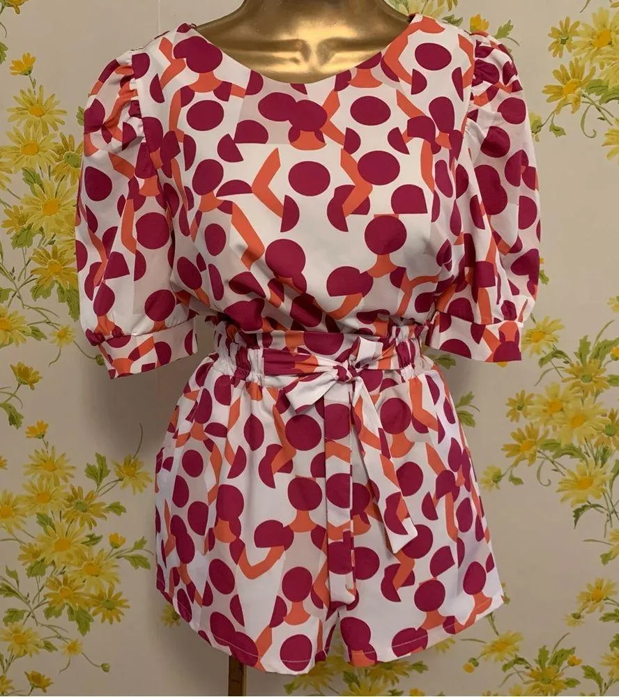 High wait Printed short magenta /orange size S/M Size M - Image 8