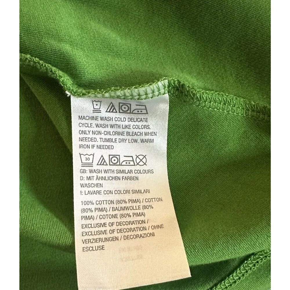 Isaac Mizrahi Pima Cotton Trapeze Hem Grass Green Long Sleeve T-Shirt Top Large - Image 6