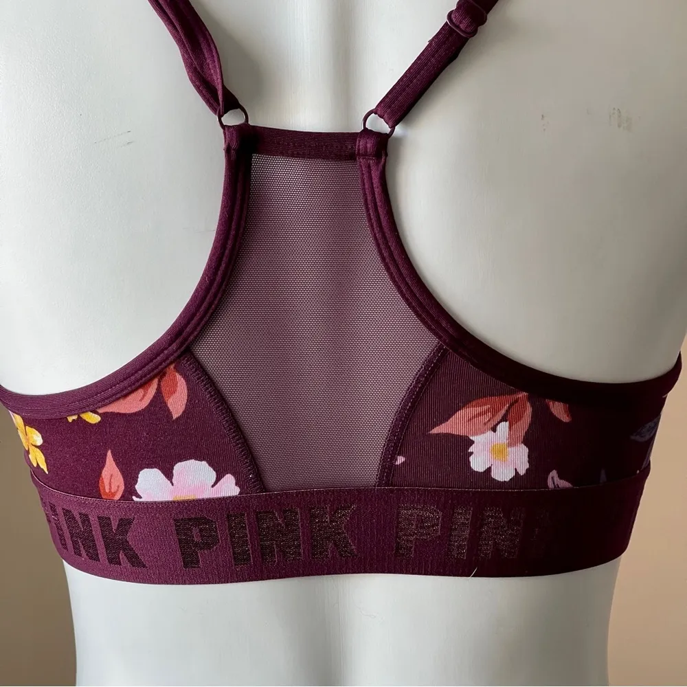 PINK VS | Purple Floral Mesh Racerback Sports Bra Sz S - Image 6