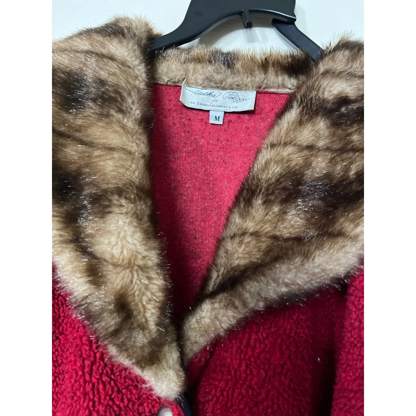 Vintage Tasha Polizzi red pile jacket Size 8 - Image 4