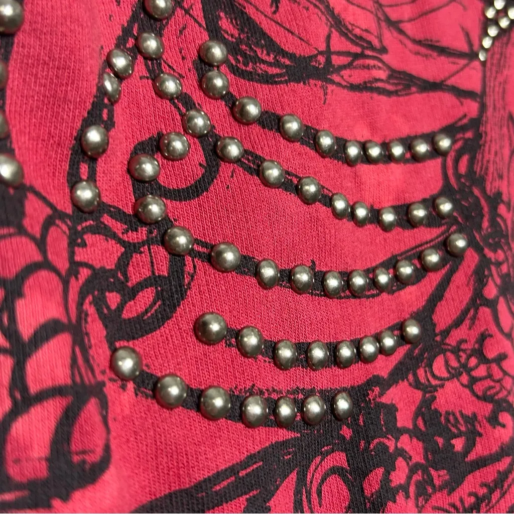 Key Closet Hoodie Dipped Tie Dye Full Zip Hooded Sweater Studded Y2K Grunge 2003 Pink Size M - Image 7