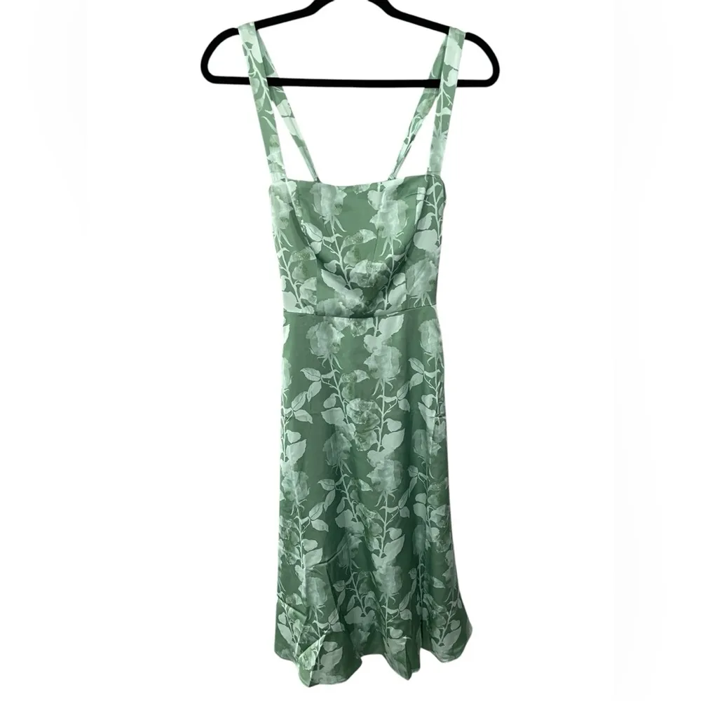 NWT Hutch x ModCloth Green Floral Print Tie Straps Midi Dress Size 2 Style 10262 - Image 3