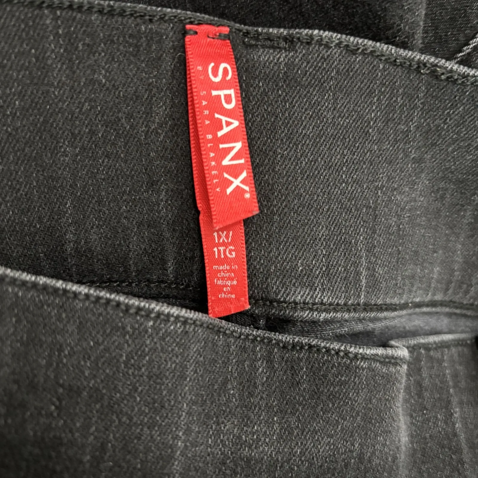 Spanx Jeans Womens 1X Charcoal Black Skinny Ankle Elastic‎ Waist Pull On Stretch - Image 9