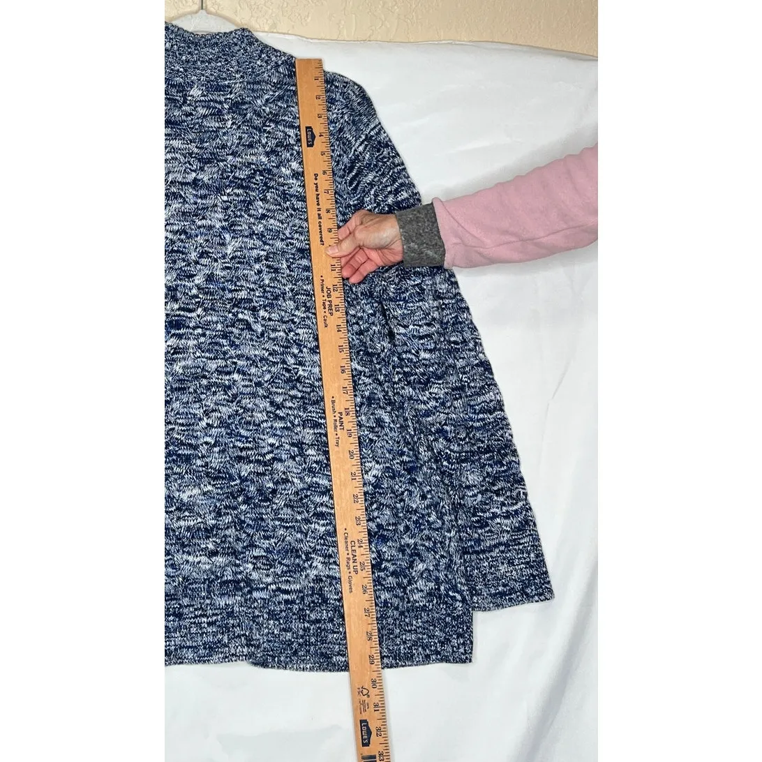 Lands End Drifter cardigan 2X blue chunky cable knit 100% cotton zip - Image 6