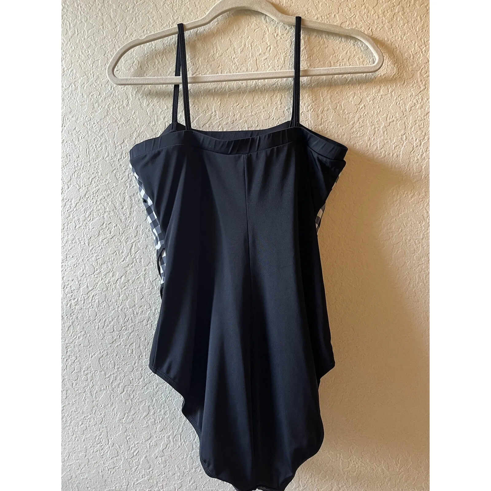 Fit 4 You swimsuit one piece plaid gingham cottage beach vacation Audrey Pinup Black Size 12 - Image 7