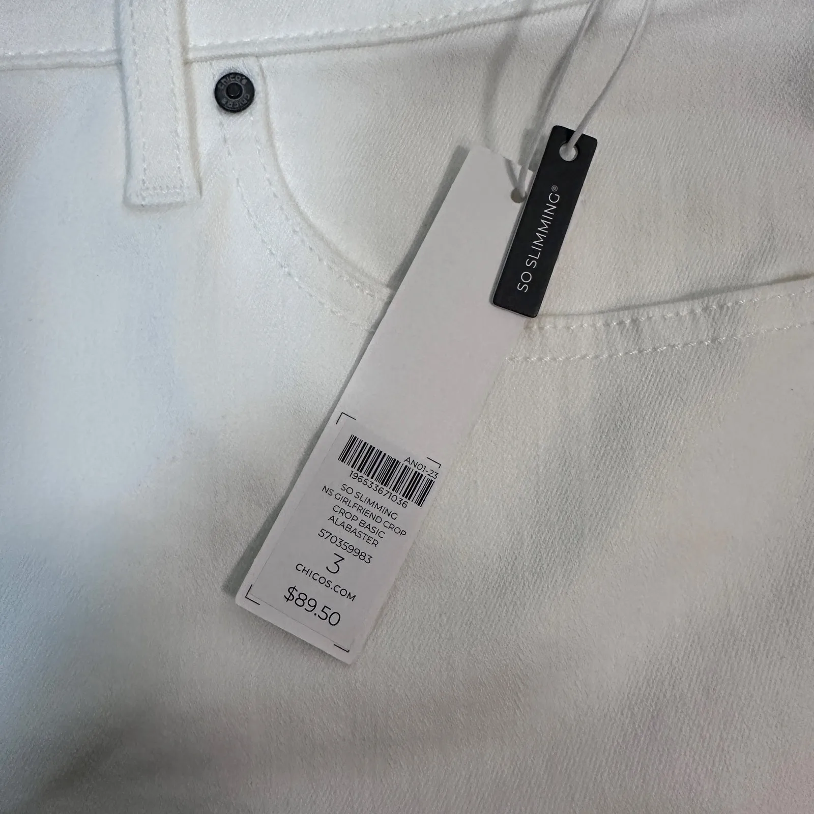 NWT Chico’s So Slimming Girlfriend Crop Jeans | White Sz 3 (16) | Tummy Control - Image 4