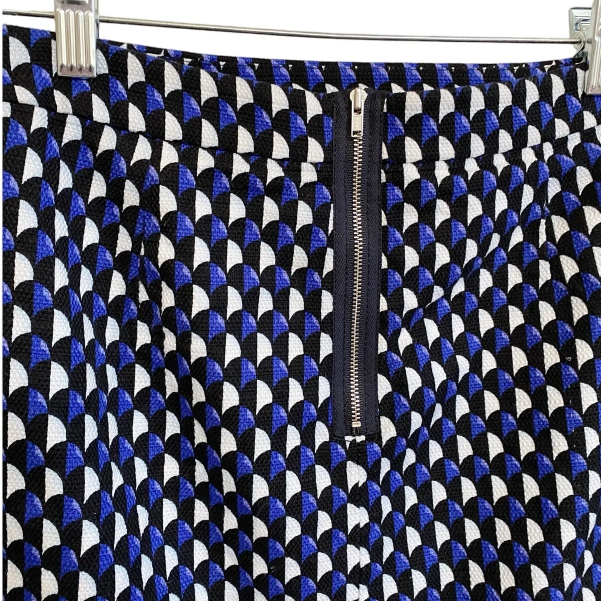 J. Crew Jet Set Geo Print Cotton Canvas Mini Skirt Lined Blue/White 8‎ - Image 10