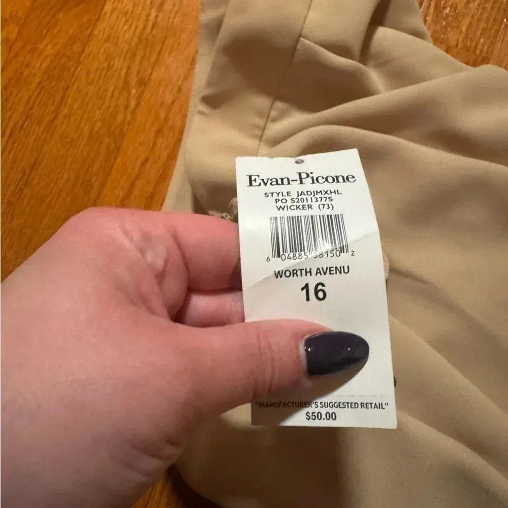 Evan Picone women’s Dress Classic tan wicker straight leg pleated‎ Pants 16 - Image 5