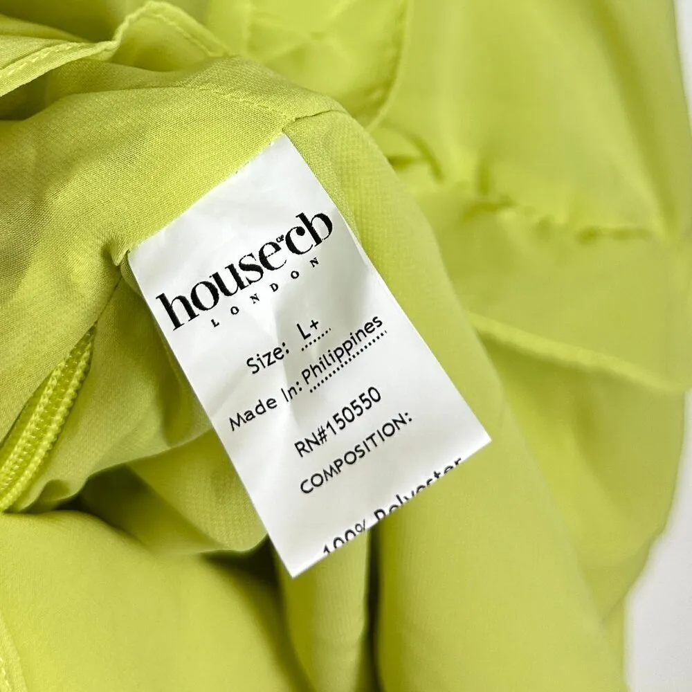 HOUSE OF CB Pixie Ruffle Georgette Body-Con Cocktail Dress in Lime Green Large+ - Image 10