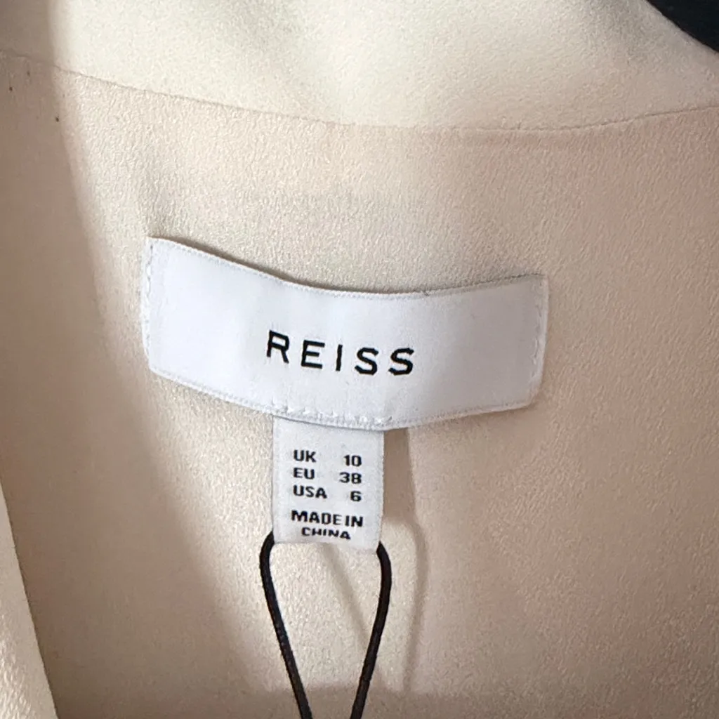 NWT Reiss Cream Sheer-Sleeve Wide-Leg Tuxedo Jumpsuit size 6 - Image 2