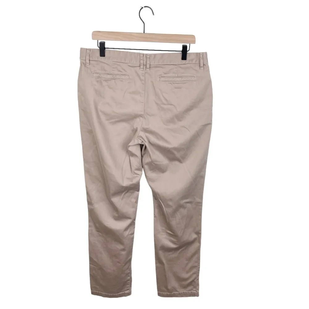 Garnet Hill Organic Pima Cotton Stretch Chino Pants Tan 44621 Women's Size 12 - Image 2