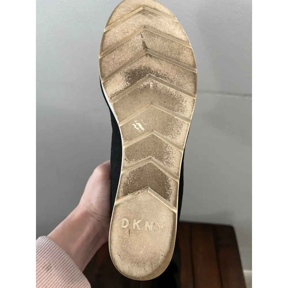 DKNY Womens Angie Slip On Sneakers Size 9M Black Knit Wedge Stretchy - Image 3
