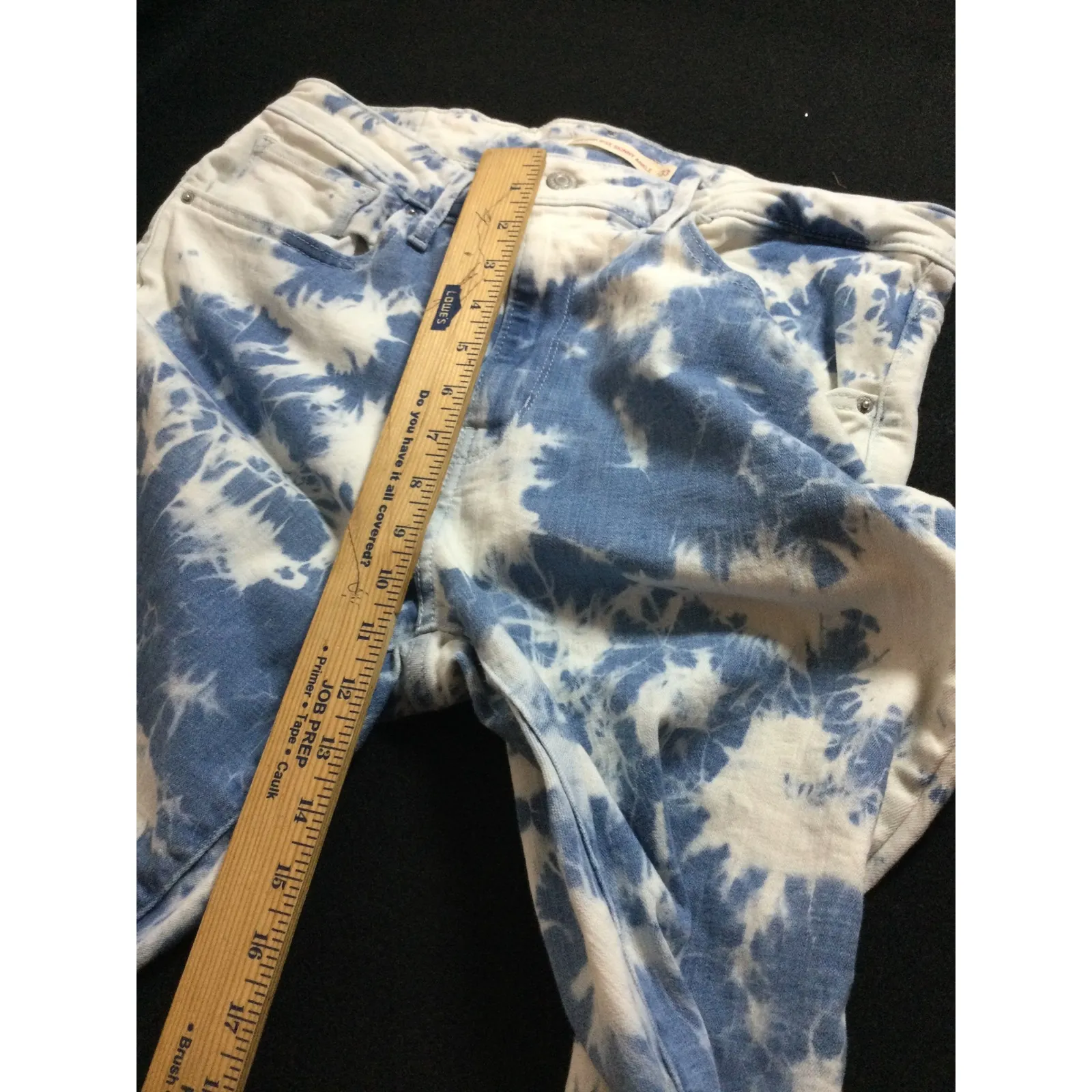 Levis F121 High Rise Ankle Skinny Jeans Women's Size 33 Blue White Bleach TieDye - Image 4