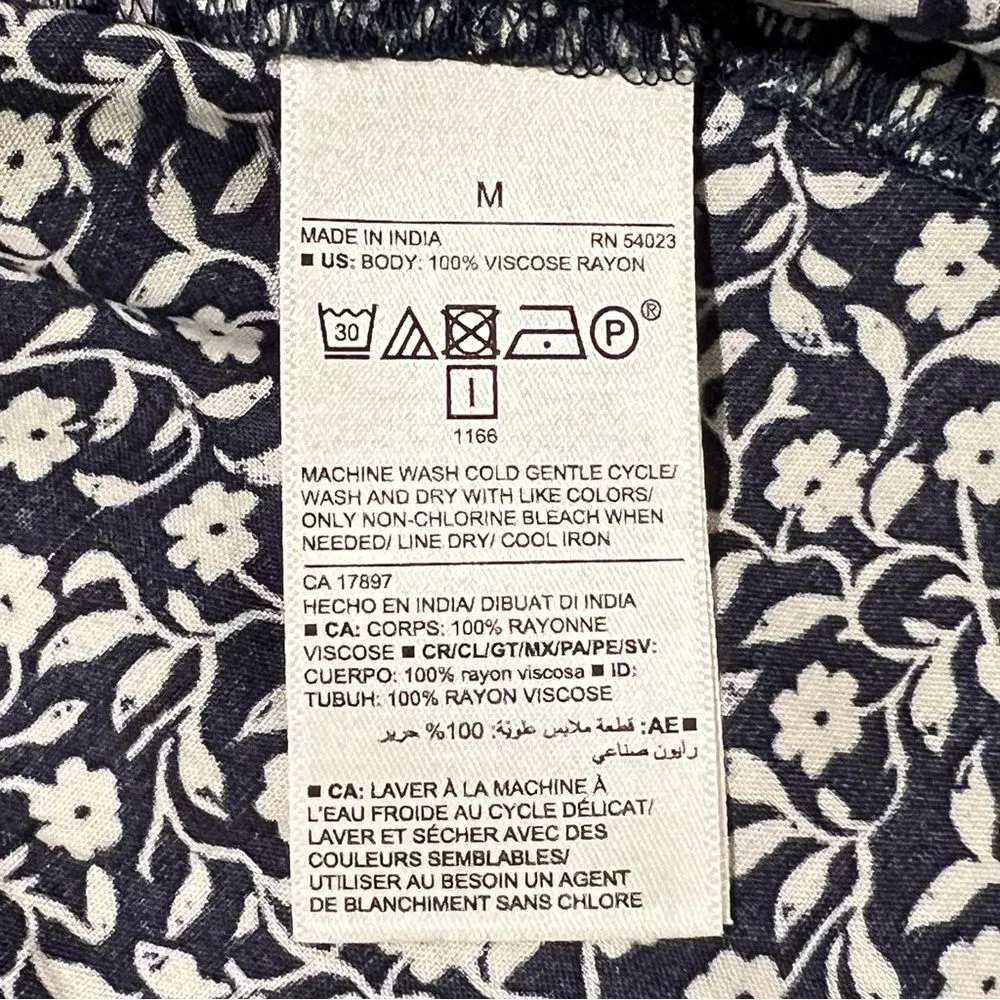 Old Navy Smocked Floral Babydoll Dress Blue MEDIUM Cottagecore Farm Prairie Boho - Image 10