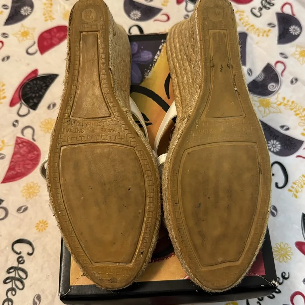 Lower East Side Women’s White Espadrille Wedge Sandals 7.5M EUC - Image 3