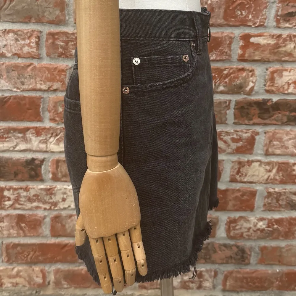 Free People We The Free Black Distressed Denim Skirt with Zipper / 26/4 / EUC - Image 4