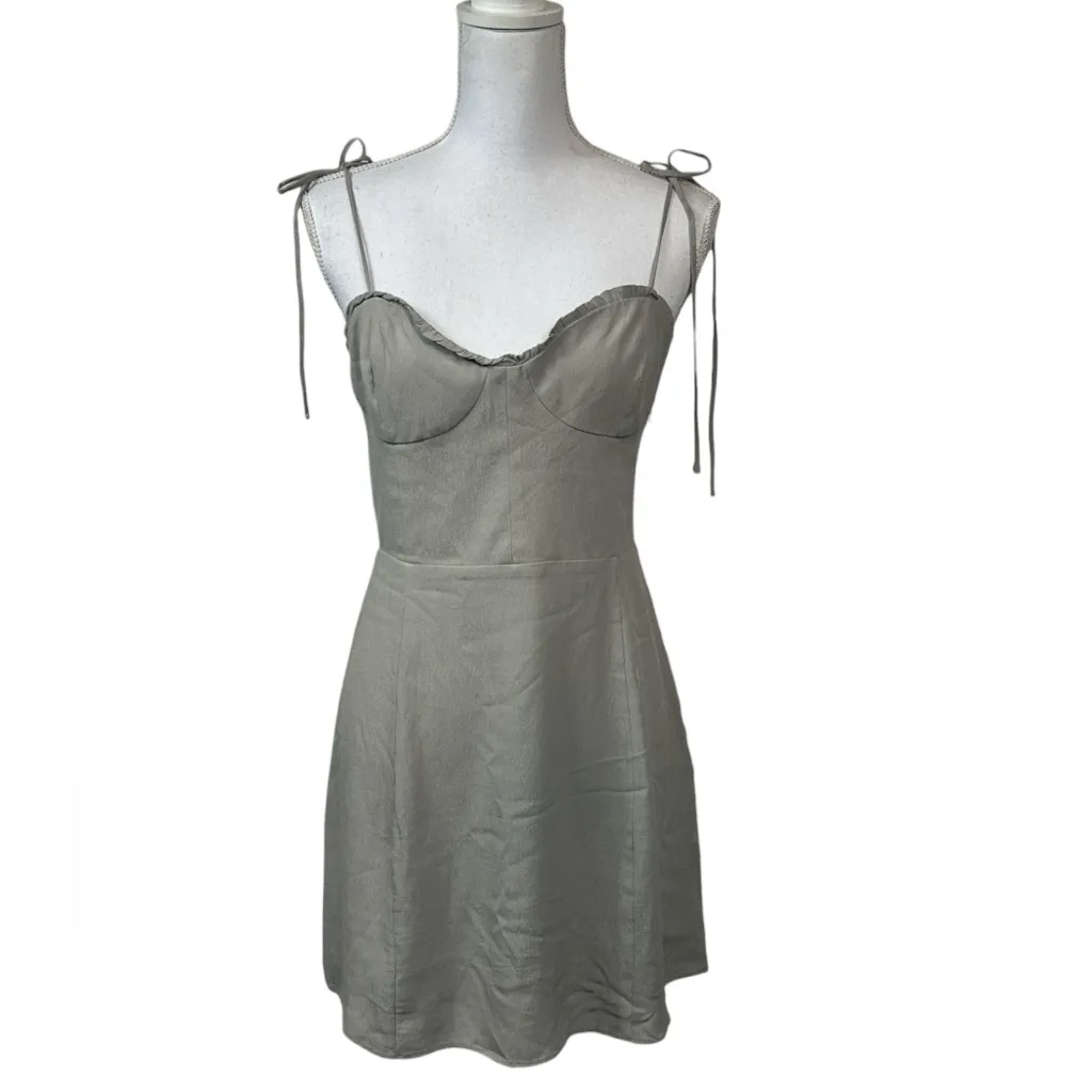 Aritzia Wilfred Fable Sweetheart Bustier Ruffled Neckline Mini Dress Gray Size 4 - Image 2