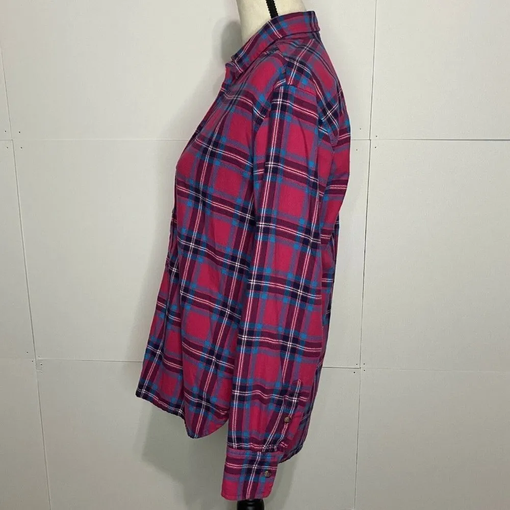 Southern Tide Button Down Shirt Size Small Womens Pink Teal Plaid Cotton - Image 3