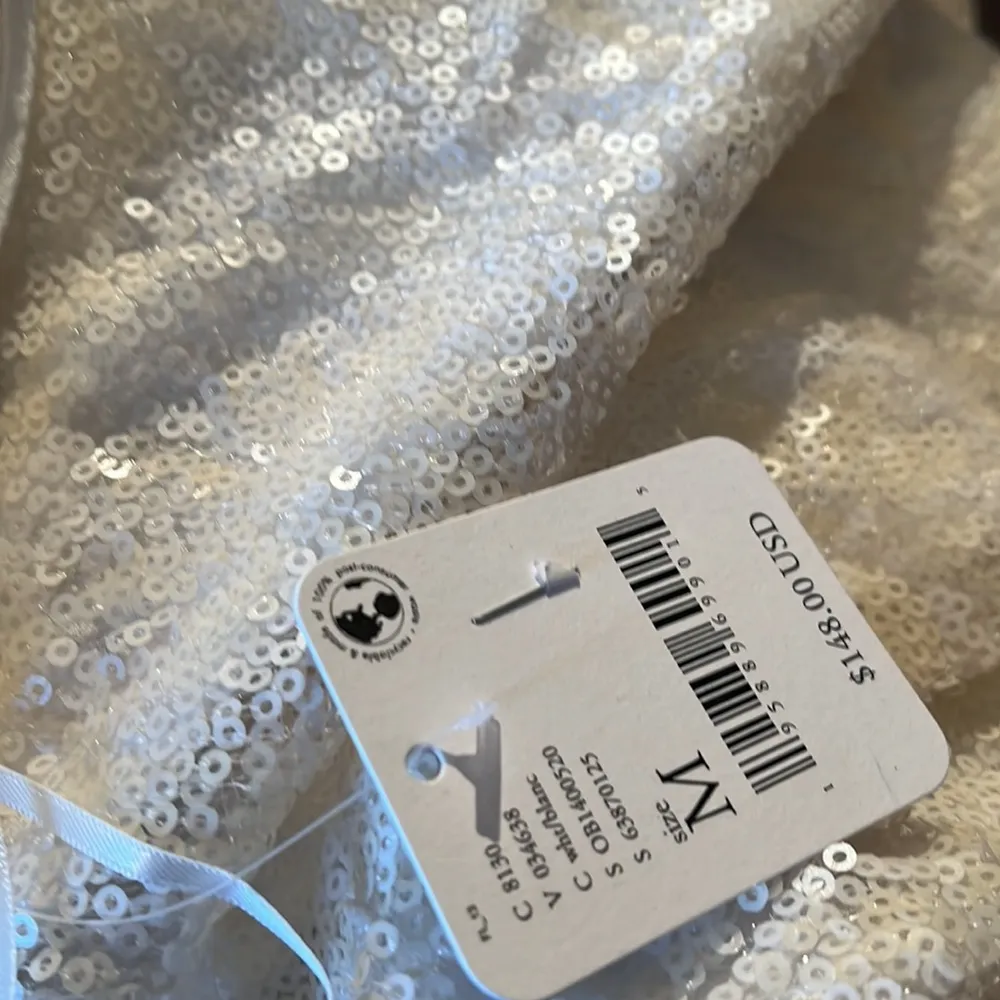 NWT Free People Retro Babe Mini—White Sequin Dress - Image 2