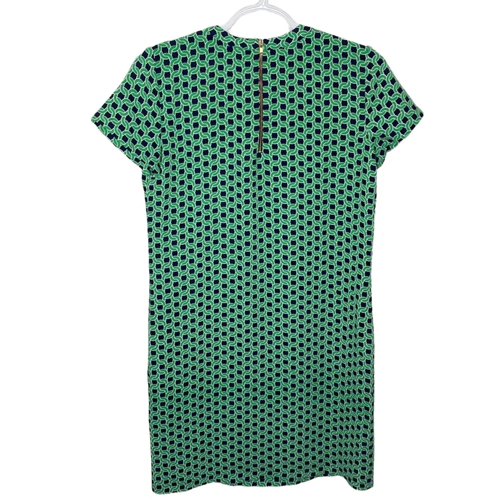 Adrienne Vittadini chain link navy and Kelly green shirt sleeve shift dress sz 0 - Image 24