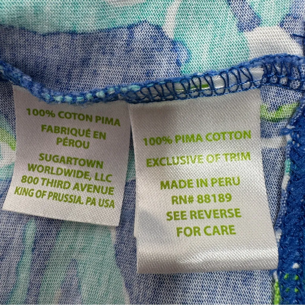 Lilly Pulitzer Palmira T‎ Shirt Dress Pima Cotton Blue Crush Bamboo XS - Image 10