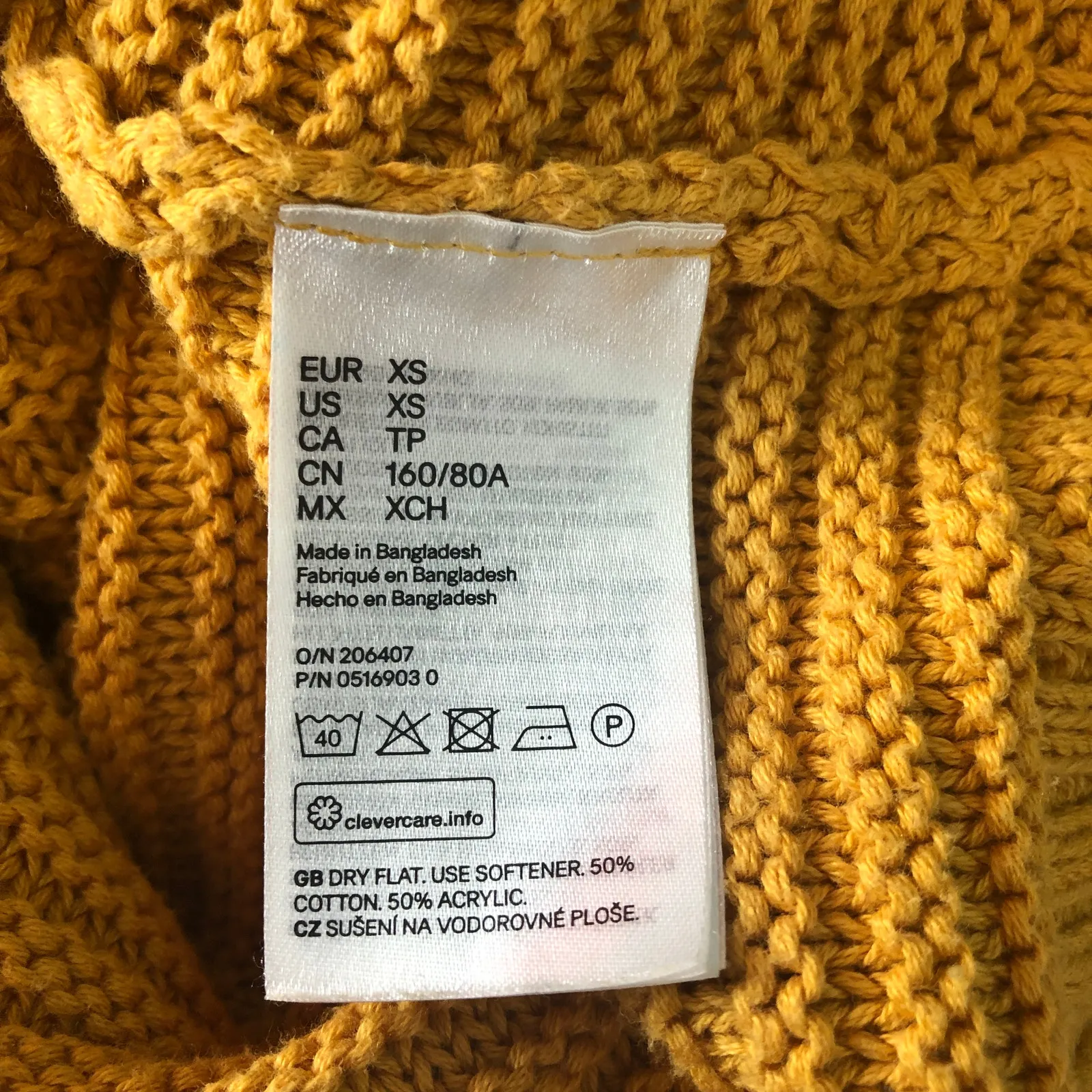 Divided Crew Neck Mustard Ribbed Pullover Sweater Yellow Size XS - Image 7