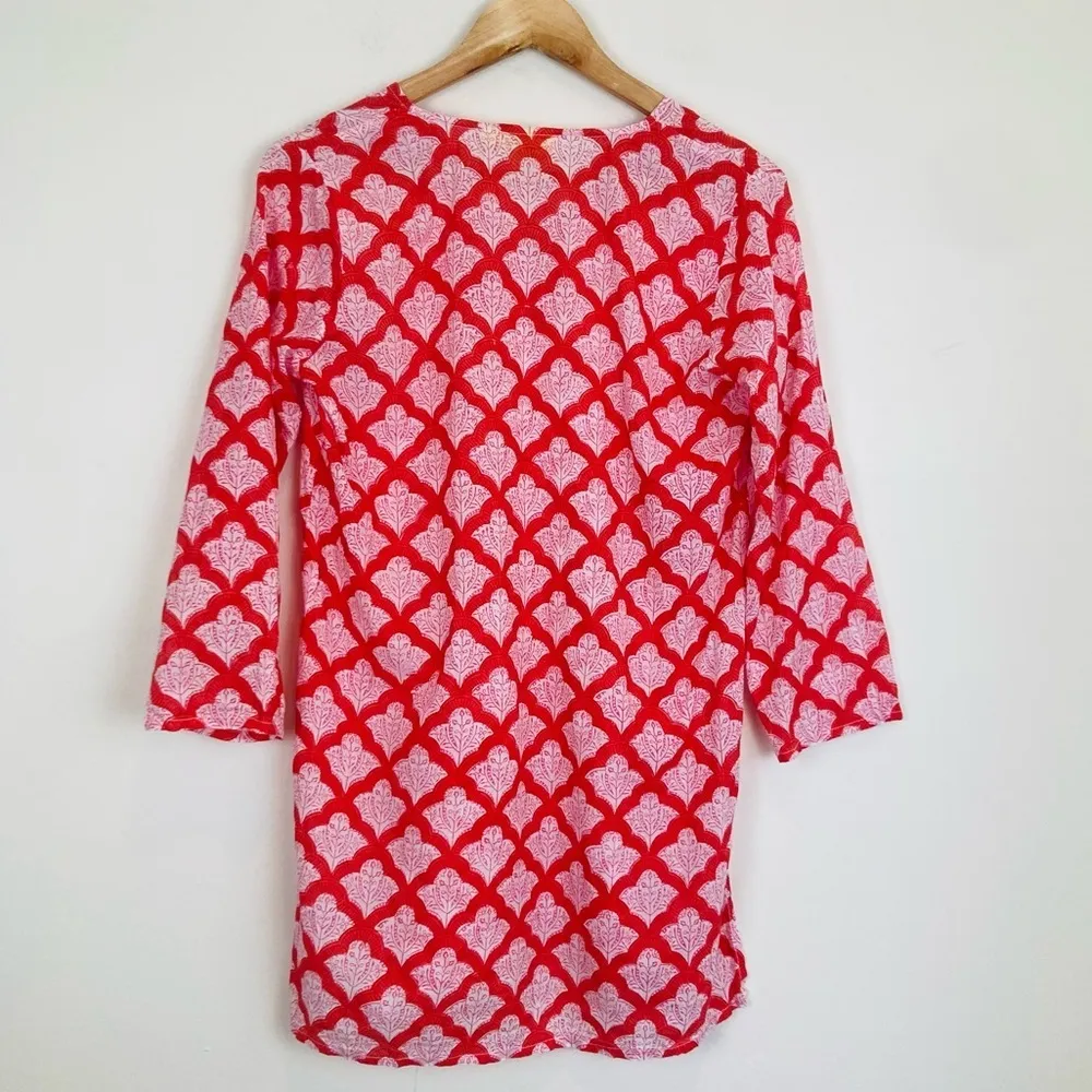 Roller Rabbit Jemina Kurta red and pink print 3/4 length sleeve tunic top. Small - Image 5