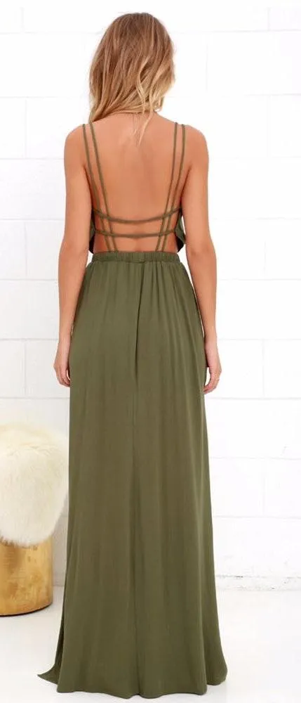 Lulus Olive Green Maxi Dress - Image 2
