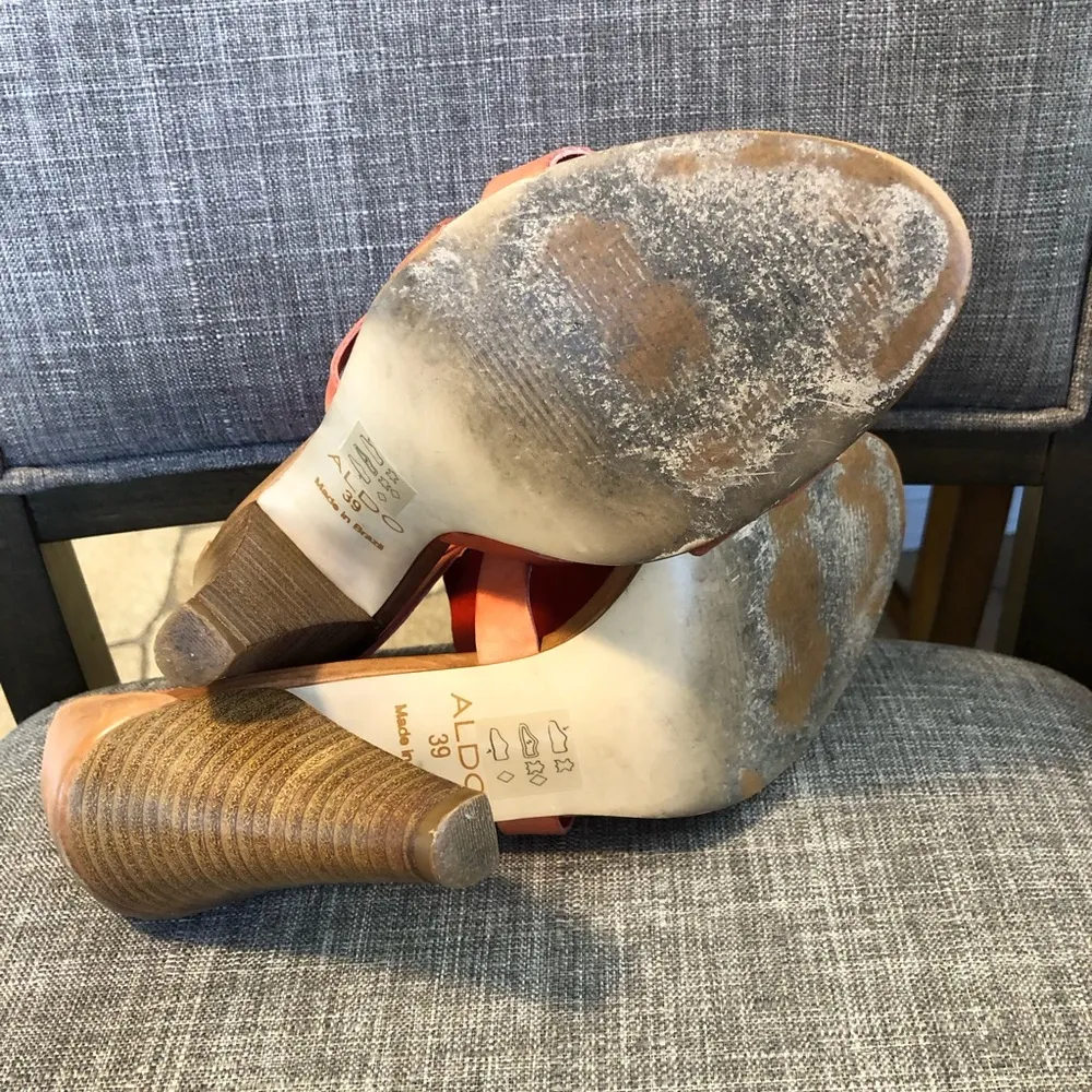 Aldo Woven Leather Heels Sandals 39/8.5 - Image 7