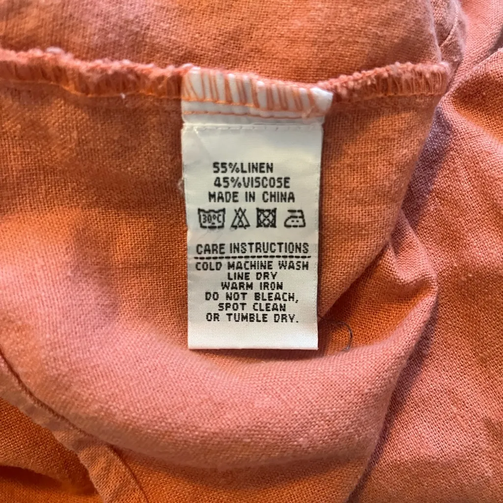 Billabong Women’s Terracotta Boho Linen‎ Blend Slip Mini Dress Size 12 Large - Image 5