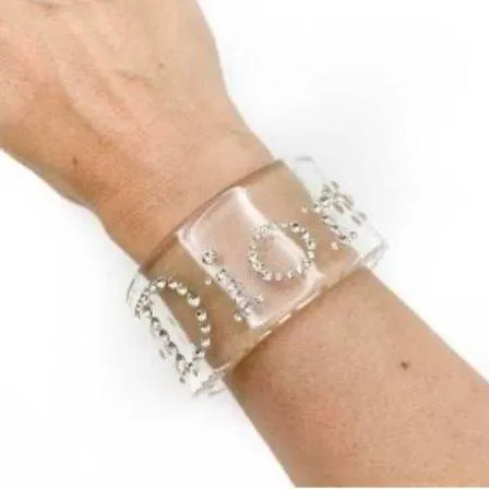 Christian Dior Vintage DIOR Black Lucite Swarovski Cuff  - Image 3