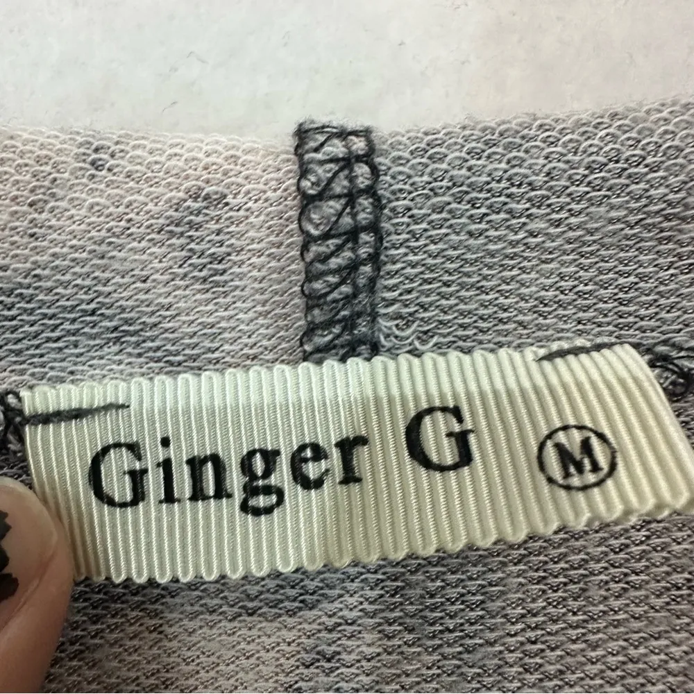 Ginger G Pullover Cropped Bleach Dye Hoodie Womens Medium Grey - Image 2