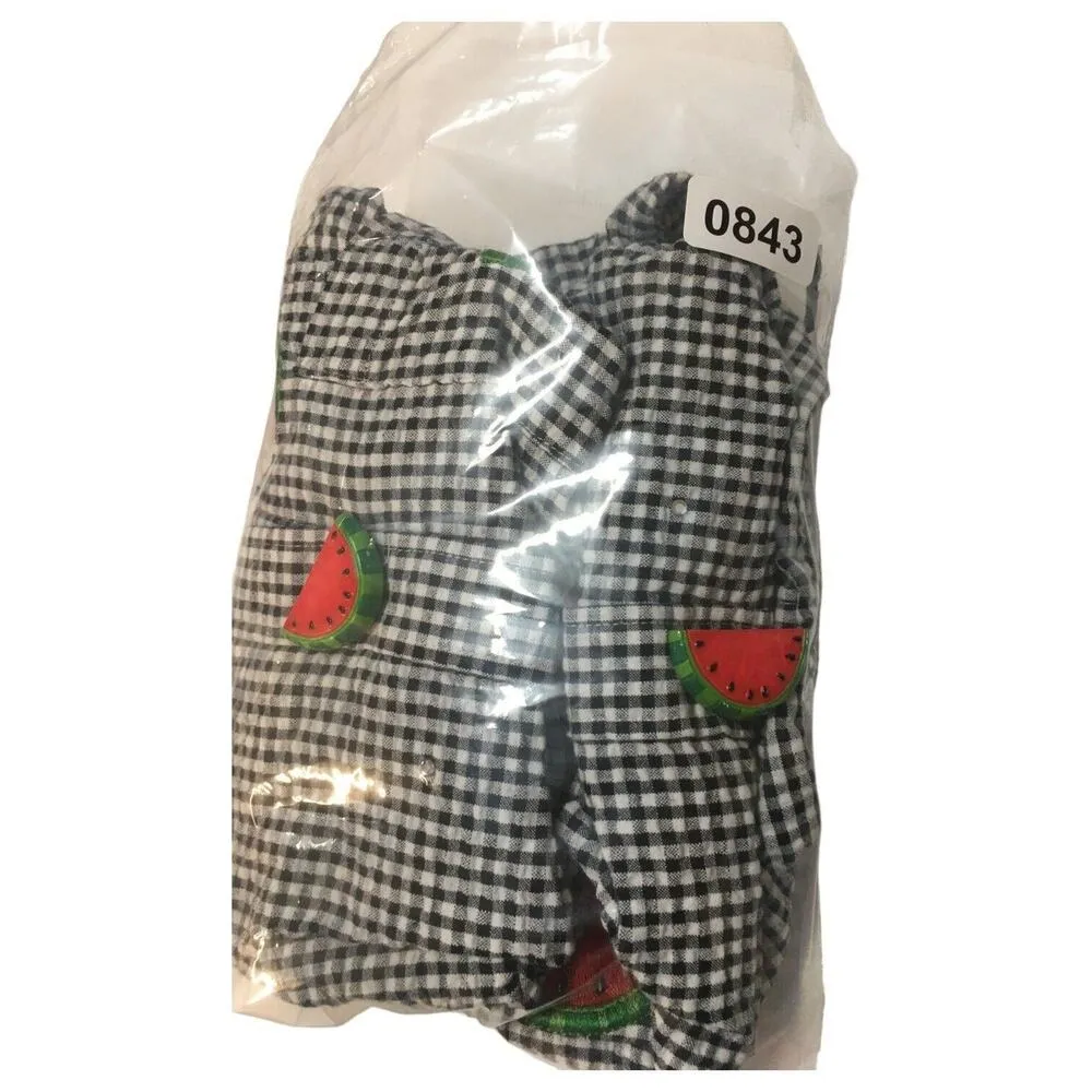 The Quacker Factory Top Womens S Plaid Watermelon Embroidered Button Up Novelty - Image 14