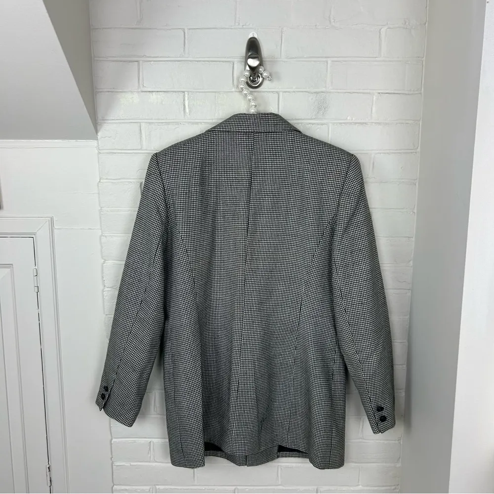 Vintage Atrium Collection Wool Houndstooth Blazer Jacket Size 8 Black - Image 9