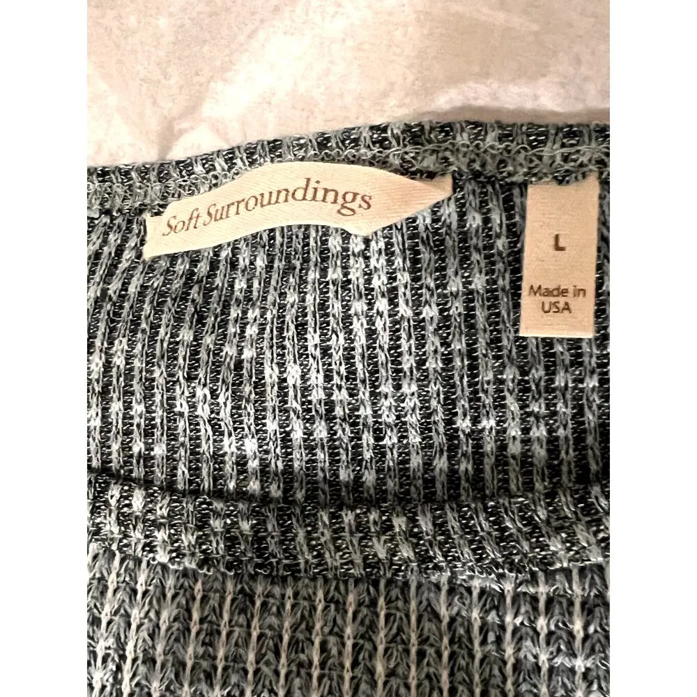 Soft surroundings womens size large blue waffle knit sweater office wear - Image 5