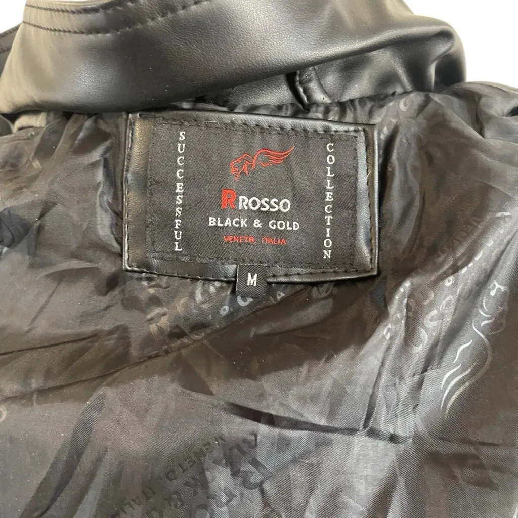 R Rosso Women’s Leather Jacket Size M NWT Black Zip Up Size M - Image 7