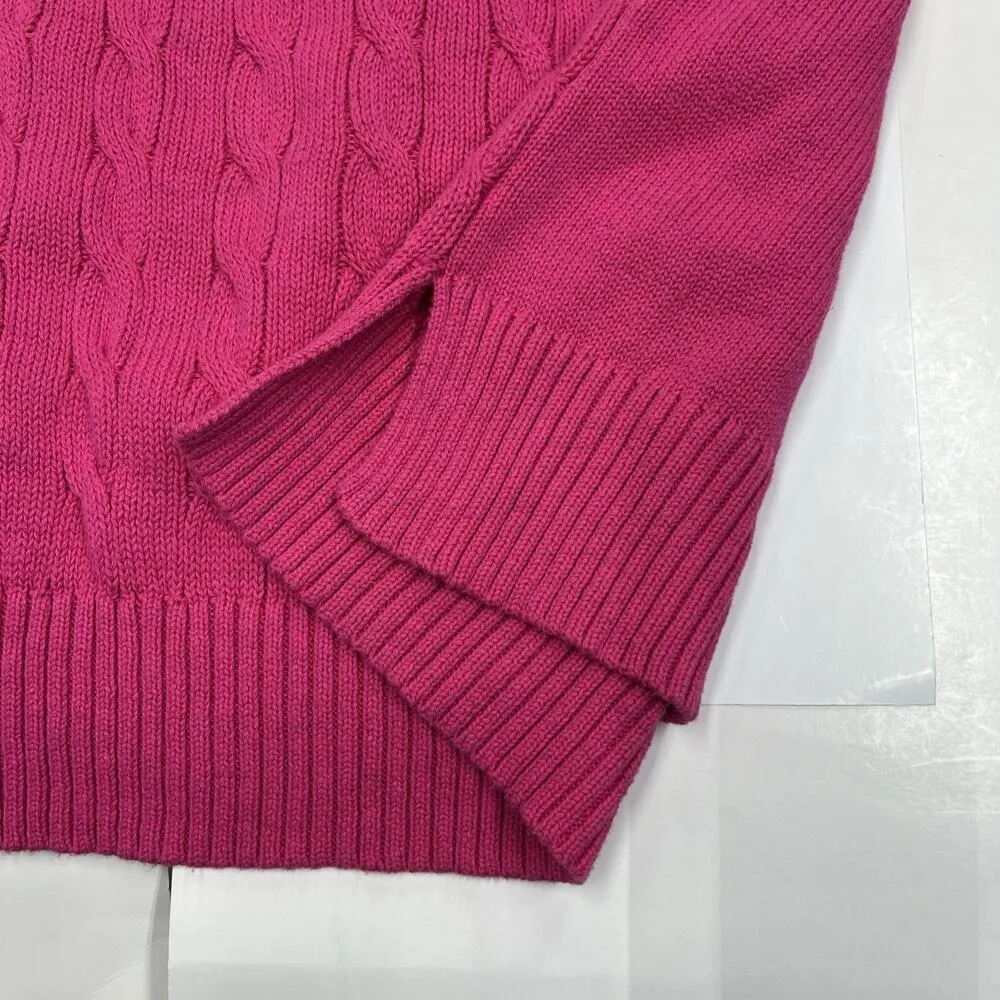Woman Within Womens Sweater Size 3X Hot Pink Cable Knit Classic Essential - Image 6