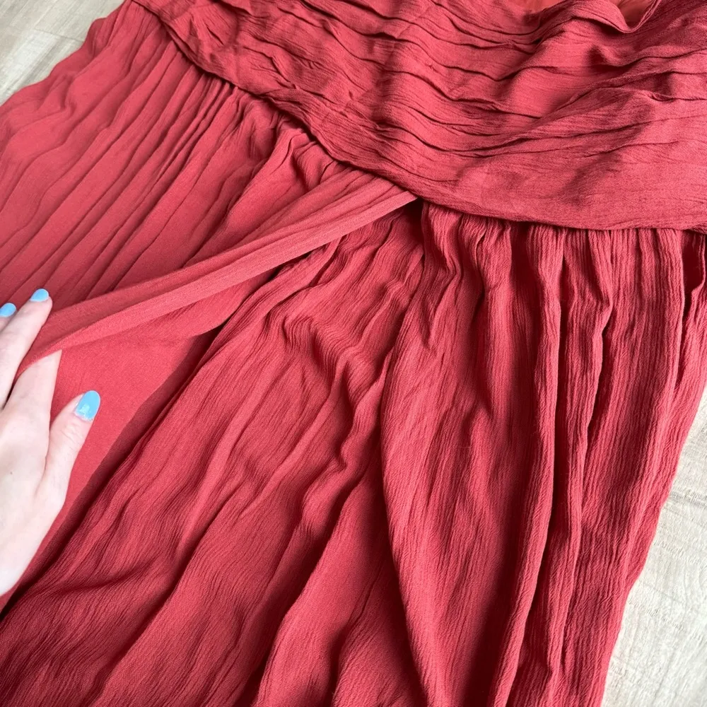 GarnerStyle X FTF Jada Ruched Maxi Skirt Sz 2X High Slit Rust Orange - Image 5