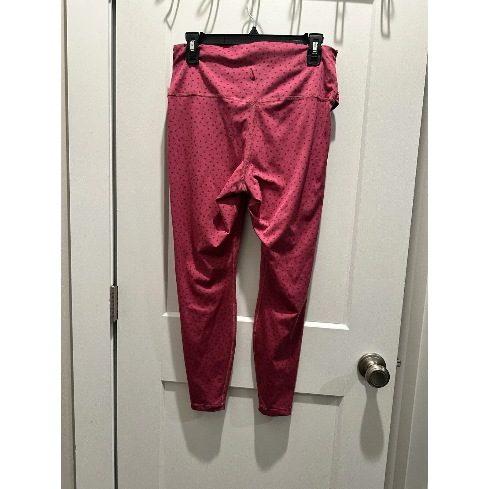 Nike Yoga Dri-Fit Womens Pink Polka Dot Leggings Size L Twisted Flap Waist Box C - Image 5