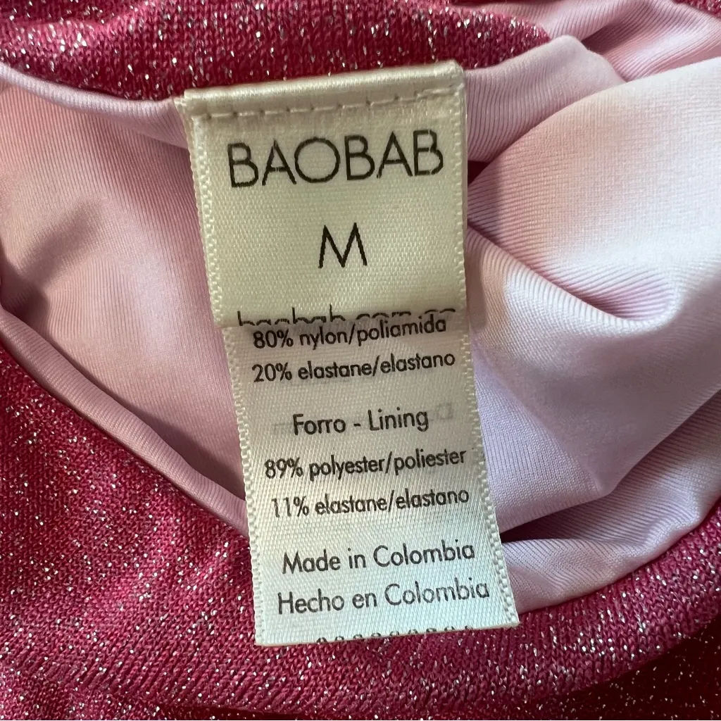 Baobab Kira One Piece Swimsuit Seashell Metallic Mauve Pink Sz M Size M - Image 8