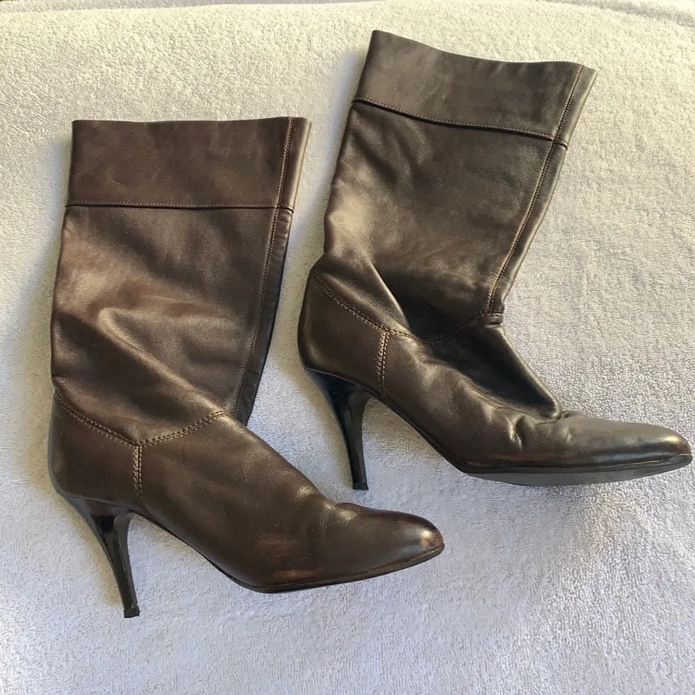 Banana Republic Size 9.5 Chocolate Brown Heeled Boots - Image 2