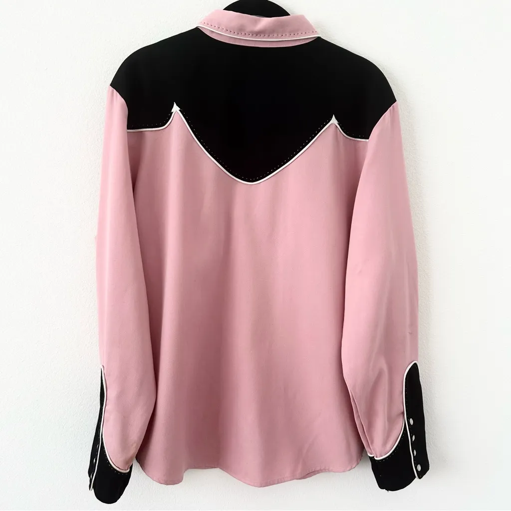 Vintage Roughrider by Circle T Pink Western Button Up Shirt Size M - Image 2